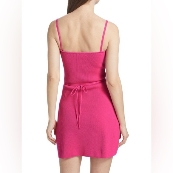 NWT Mach & Mach Heart Accented Rib Knit Sheath Mini Dress Fuchsia Pink Sz L - Picture 2 of 15